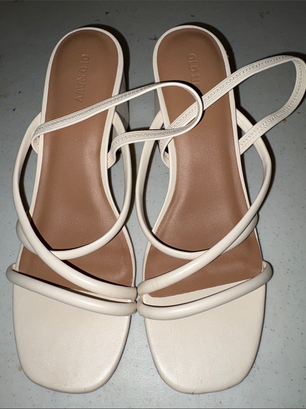 Old Navy Ivory Strappy Square-Toe Slide Sandals